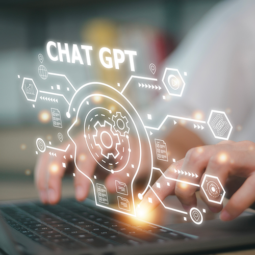 Chatbot Chat with AI, Artificial Intelligence. man using technology smart robot AI, artificial intelligence by enter command prompt for generates something, Futuristic technology transformation. stock photo