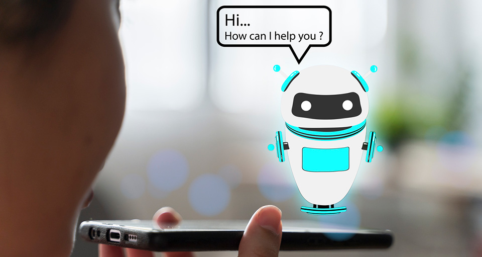 AI chat bot concept. Hands holding mobile phone: 1432457969